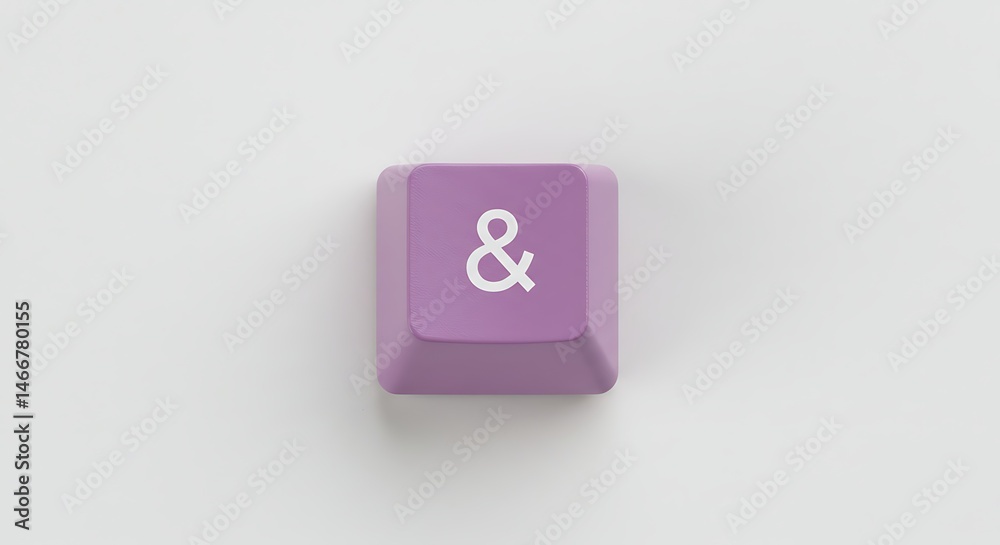 Purple keyboard key with ampersand symbol on a white background Purple keyboard key with ampersand symbol on a white background