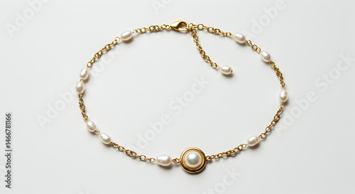 Wallpaper Mural Gold Pearl Necklace Isolated On White Displaying Elegance And Refined Jewelry Details Torontodigital.ca