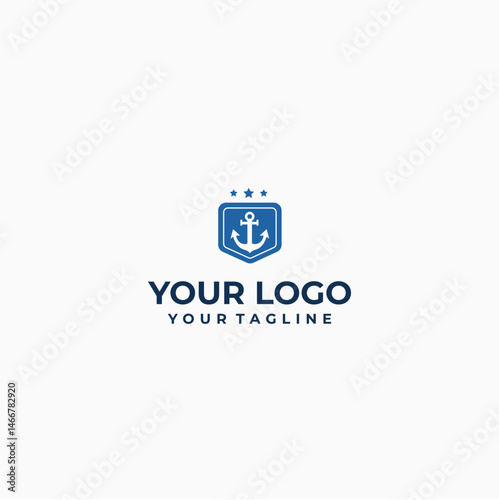 Maritime Industry Logo with Anchor and Waves