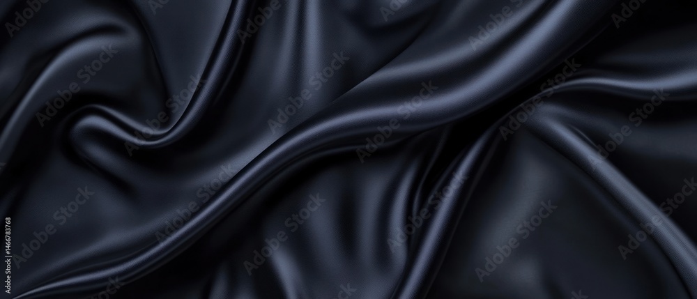 Black satin fabric flowing in waves Black satin fabric flowing in waves