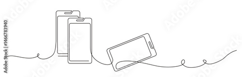 continuous one line art of a smart phone. world telecommunications and social information day. landline phone. vector illustration