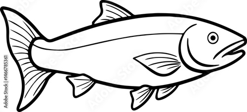 Arctic char outline vector illustration line art