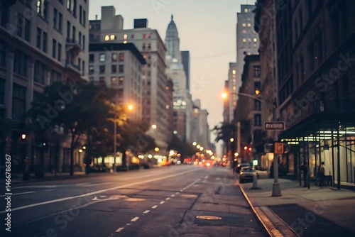 Blurred city streets at dusk urban evening scene new york defocused background