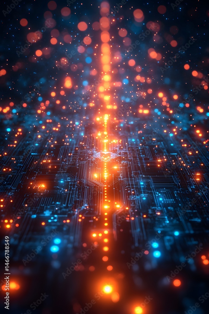 Obraz premium coding interface, holographic screen, abstract circuit board, futuristic style, modern technology concept,