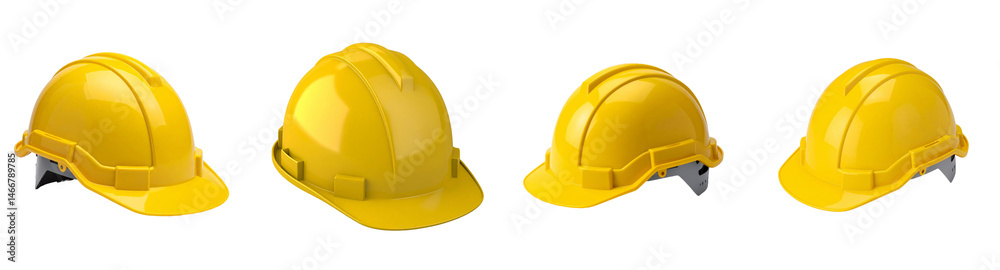 Fototapeta premium Yellow Construction Safety Hard Hat Protective Gear Isolated on Transparent Background