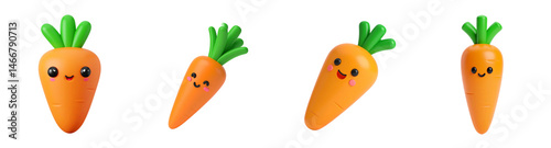 Cute Kawaii Carrot Cartoon Isolated Vegetable Food Icon Graphic Element