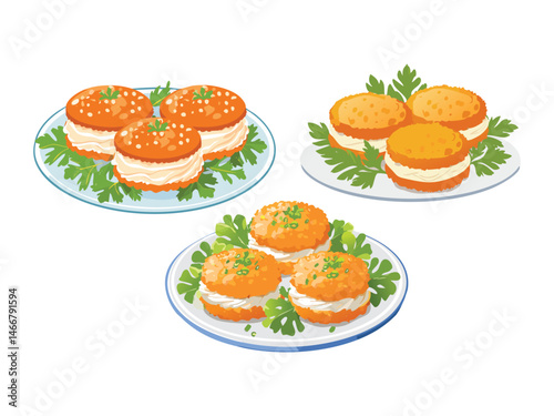 food vector illustration a Crab Cakes