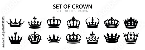 Simple Crowns black and white royalty free vector icon set, Simple Crowns black and white royalty free vector icon set VECTOR ILLUSTRATION