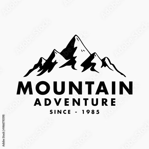 Black and white vector logo of adventure, bushcraft, hiking, wilderness