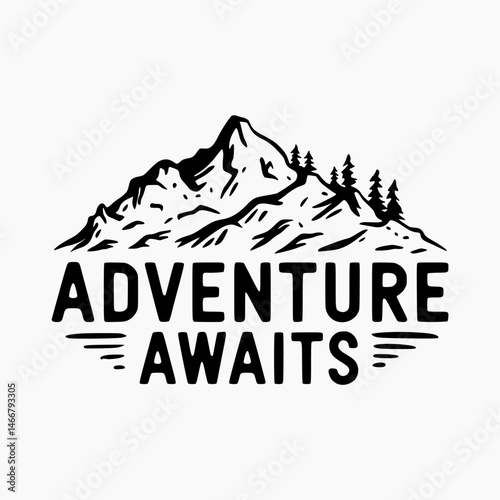 Black and white vector logo of adventure, bushcraft, hiking, wilderness