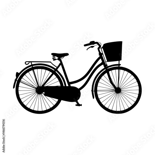 Classic silhouette of a bicycle with a basket