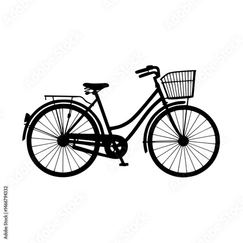 Classic silhouette of a bicycle with a basket