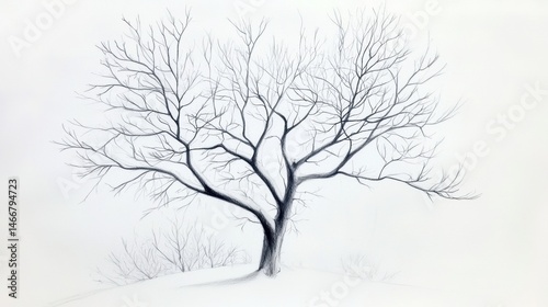 Wallpaper Mural A lone tree stands on a hill, its bare branches reaching towards the sky. Torontodigital.ca