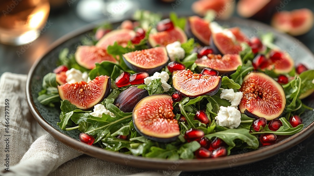 Fresh fig and pomegranate salad with goat cheese Fresh fig and pomegranate salad with goat cheese