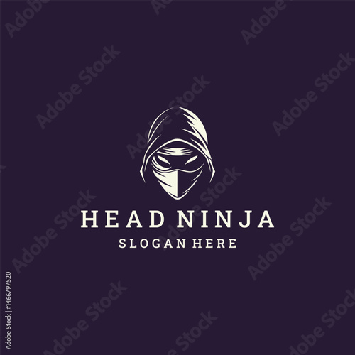 Head ninja logo style icon design template vector illustration photo