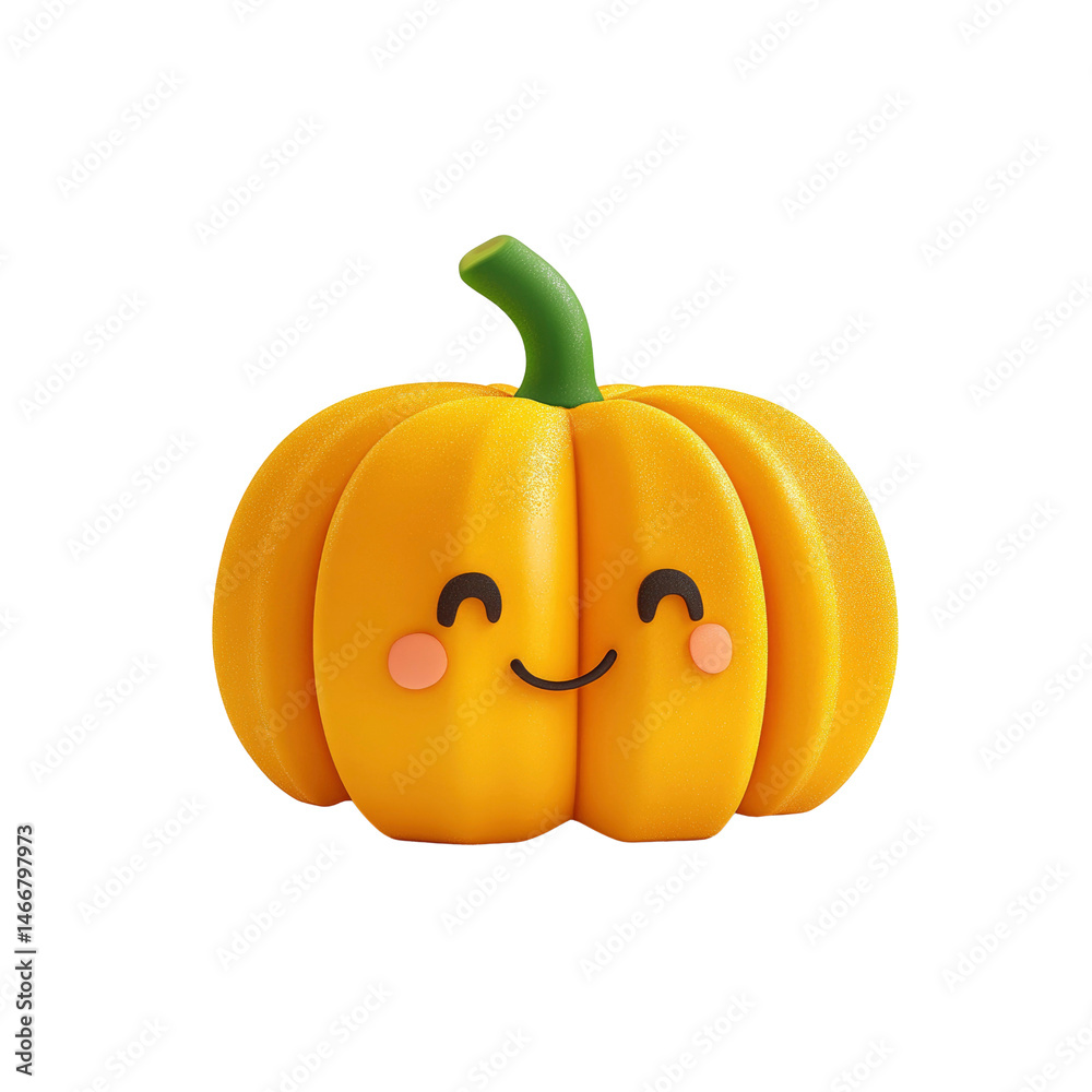 Obraz premium Adorable 3D Render of a Smiling Pumpkin