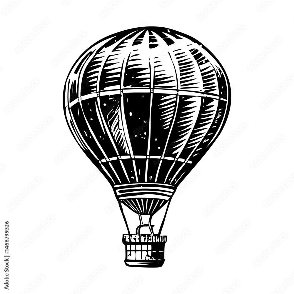 Naklejka premium Vintage sketchy illustration depicting hot balloon