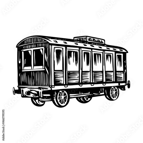 Vintage style illustration showing railcar