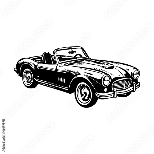 A vintage style illustration of sports car