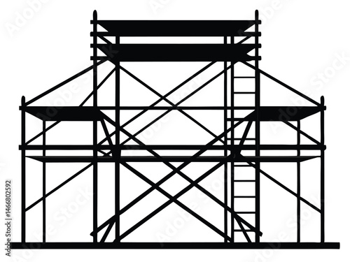 Scaffolding silhouette, silhouette of scaffolding at the building vector illustration
