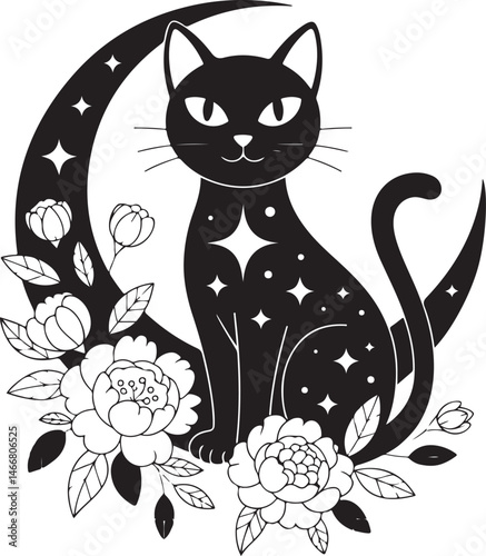 Curious Cat on the Windowsill Silhouette

Sleek Cat with Raised Tail Vector Design

Playful Kitten Pouncing Silhouette

Black Cat in the Moonlight Vector Art

Sleeping Cat with Curled Tail Silhouette