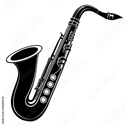Saxophone instrument musical sketch on white Background