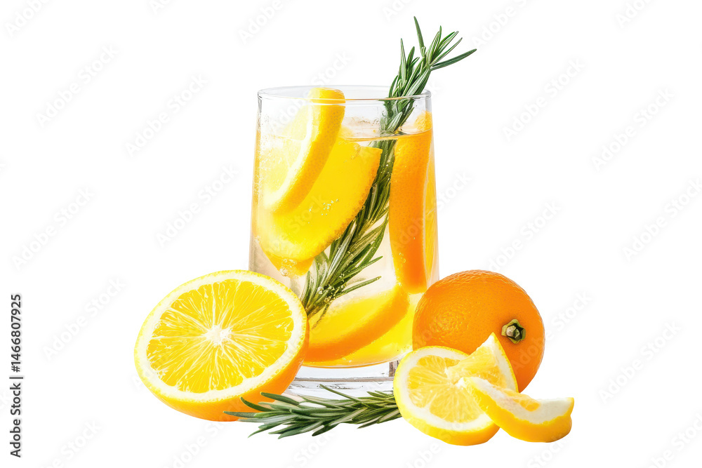 Fototapeta premium Refreshing citrus drink with rosemary fruit A burst of summer flavor
