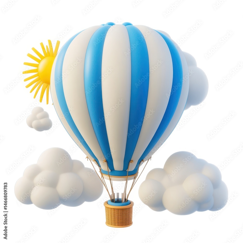 Naklejka premium Balloon with sun and clouds design isolated on white background