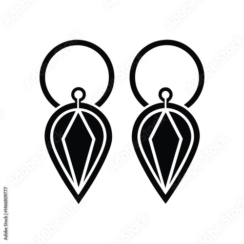 Elegant black and white earrings in a modern and minimalist geometric design perfect for jewelry design