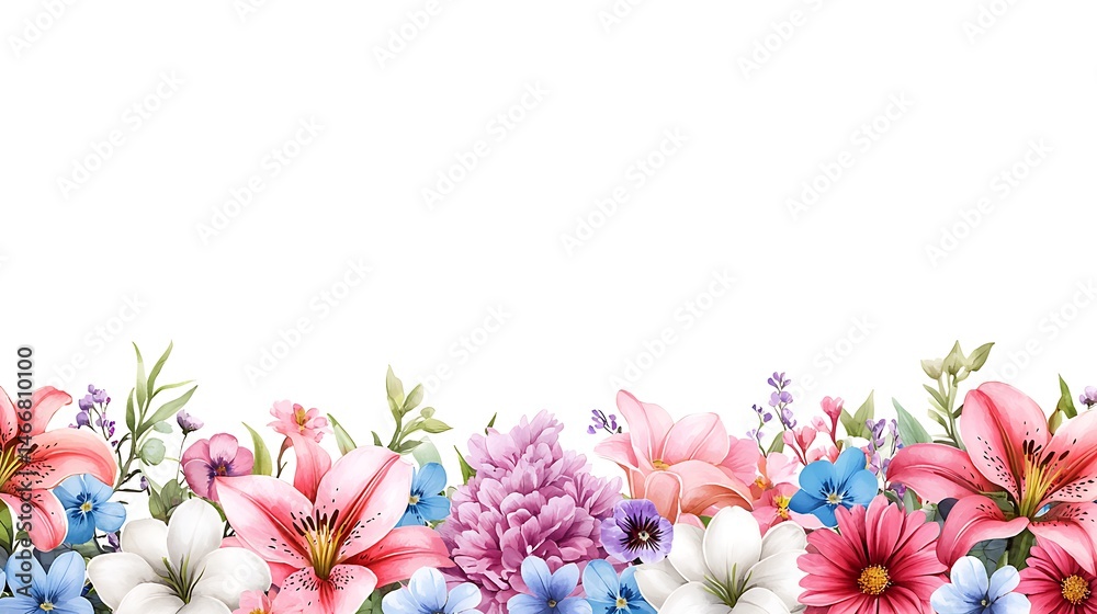 Fototapeta premium Vibrant floral watercolor arrangement close-up botanical garden inspiration