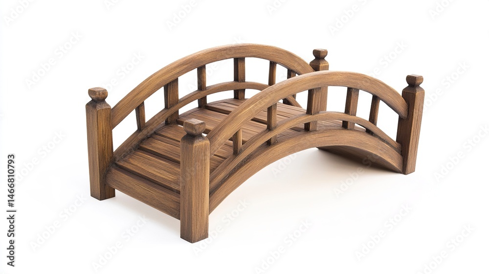 custom made wallpaper toronto digitalA beautifully crafted wooden arched bridge with natural grain textures, set against a clean white backdrop for versatile design applications. 
