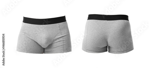 Foto Grey menʼs underwear isolated on white, collage