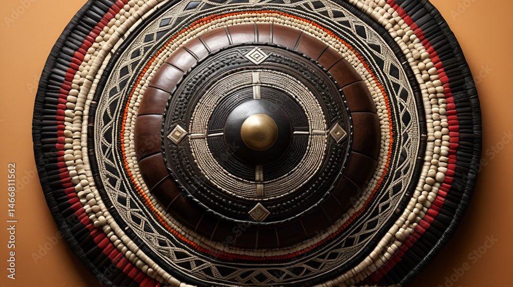 Obraz premium Zulu shield, ethnic african weapon, club and spear