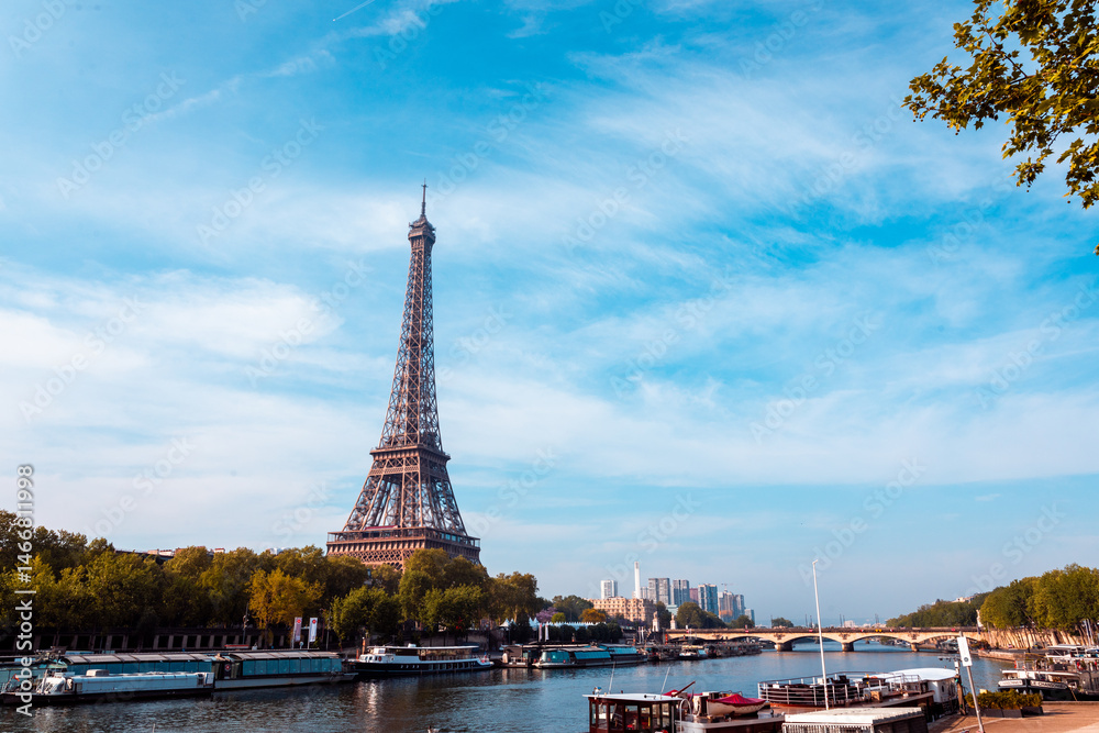Fototapeta premium Eiffel Tower in Paris along the Seine river