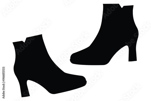 Set of high heels icon, silhouette. high heel vector silhouette. woman high heel icon