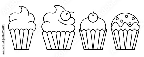 cupcakes sweet dessert icon sheet vector illustration/ muffins icon sheet vector
