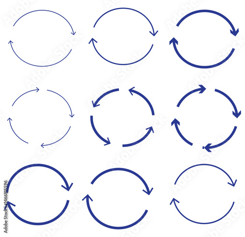 circle arrow icon set. Blue circular arrow icon, refresh, reload arrow icon symbol sign. Blue Reload vector icon set. repeat vector. restart or reset sign