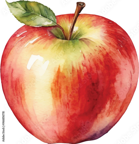  Seamless Watercolor Apple Pattern on White Background.