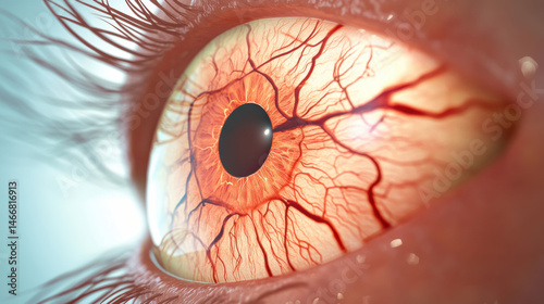 Close-Up View of Detailed Human Eye with Visible Blood Vessels