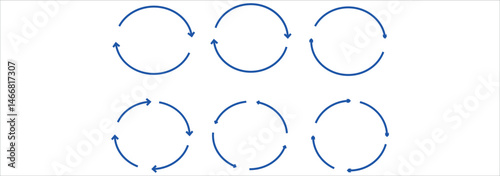 circle arrow icon set. Blue circular arrow icon, refresh, reload arrow icon symbol sign. Blue Reload vector icon set. repeat vector. restart or reset sign