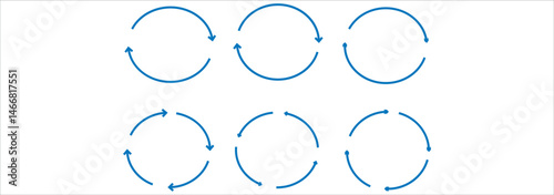 circle arrow icon set. Blue circular arrow icon, refresh, reload arrow icon symbol sign. Blue Reload vector icon set. repeat vector. restart or reset sign