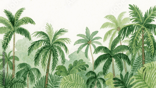 Lush Canopy: Watercolor Whispers tropical forest isolated watercolor vector illustration svg