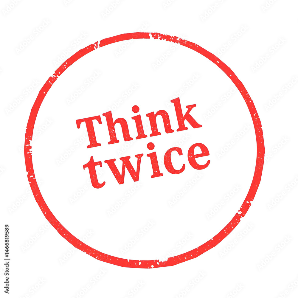 Think twice. A red stamp isolated on white background. Think twice. A red stamp isolated on white background.