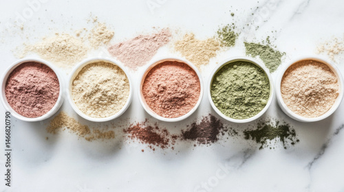 Colorful Assortment of Natural Powders for Healthy Nutrition and Cooking