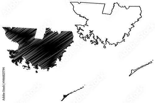 Hyde County, North Carolina State (U.S. county, United States of America, USA, U.S., US) map vector illustration, scribble sketch Hyde map