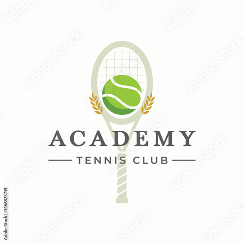 Creative tennis ball logo template design with racket. Logo for sports, clubs and emblems.
