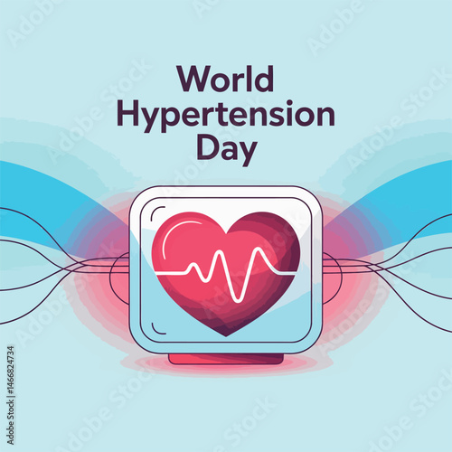 World Hypertension Day Digital Heart Monitor Awareness Graphic