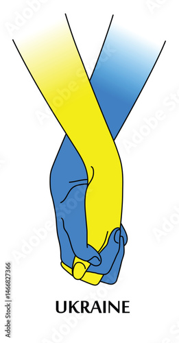 Flag of Ukraine in the form of holding hands
