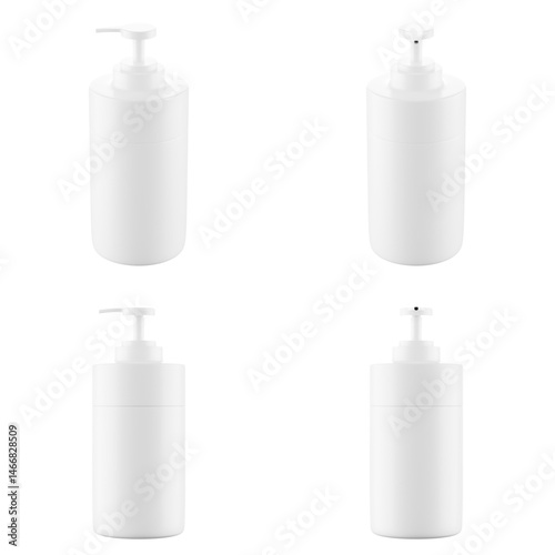 2K 3D set render mock up of Shampoo bottle. Transparent background. Separate object (cap, upper, lower body)