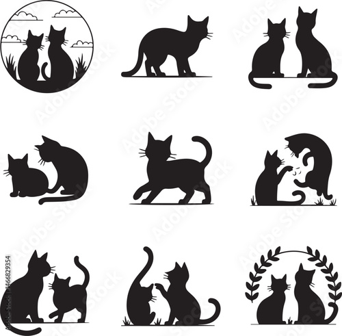 Curious Cat on the Windowsill Silhouette

Sleek Cat with Raised Tail Vector Design

Playful Kitten Pouncing Silhouette

Black Cat in the Moonlight Vector Art

Sleeping Cat with Curled Tail Silhouette